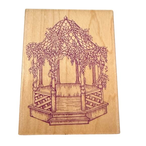 All Night Media Floral Vine Garden Gazebo Oversized 484J02 Rubber Stamp - Picture 1 of 3